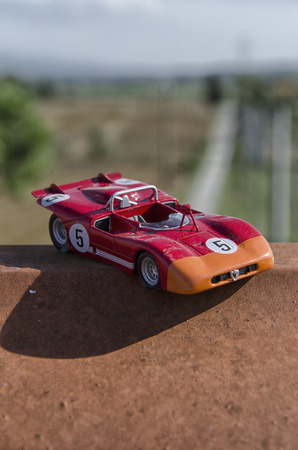 View of a model of a classic Le Mans carの写真素材