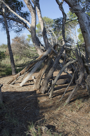 View of an improvised refuge of a castawayの写真素材
