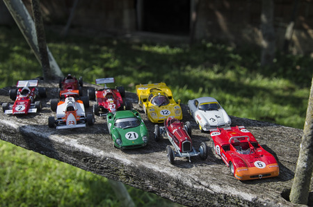 Pisa, Italy - September 05, 2015: View of collection of famous Italian carsのeditorial素材