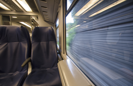 View of a train leaving a tunnelの写真素材