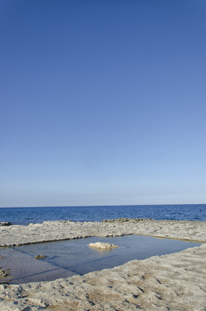 View of a pool excavated into an abandoned quarryの写真素材