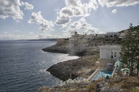 View of the town of Santa Cesarea Termeのeditorial素材