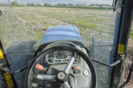 Point of view of a tractor driverの写真素材