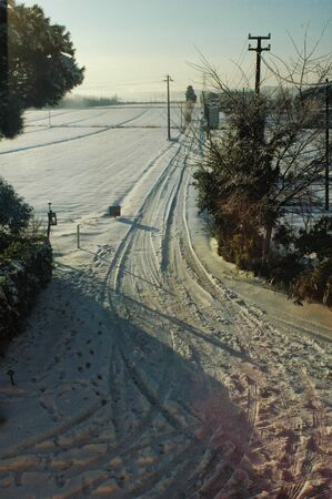 View of countryside after a great snowfallの写真素材