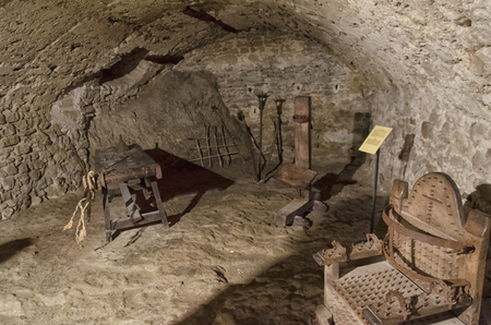View of the torture chamber of a castleの写真素材