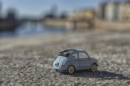 View of the famous Fiat 500 in Pisaのeditorial素材