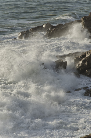 View of the waves on the Livorno coastの写真素材