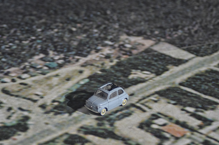 View of the Nuova 500 on a big mapの写真素材