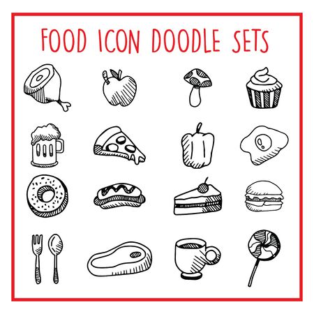 Food Line Icon Doodle Setsのイラスト素材
