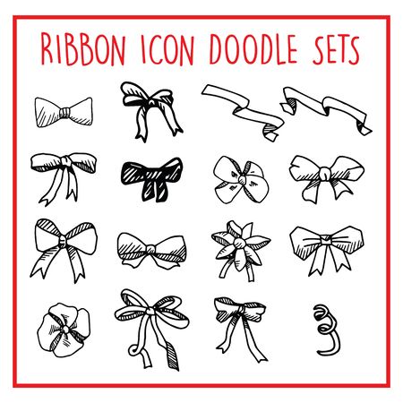 Ribbon Line Icon Doodle Setsのイラスト素材