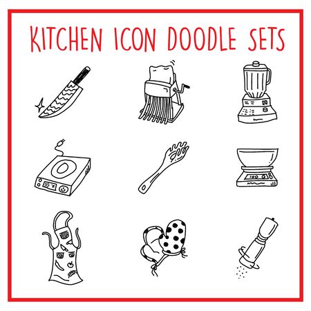 Vector icons set of many Kitchen Objects. All elements easy to modifyのイラスト素材