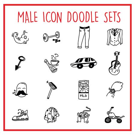 Vector icons set of many male characters expresion. All elements easy to modifyのイラスト素材