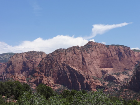 Zion National Park - Red sandstone cliffsの写真素材