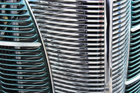 he detail of a classic car grilleの写真素材