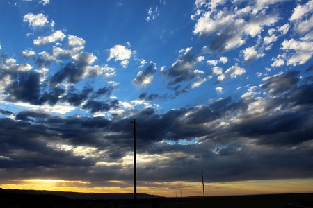 Sunset clouds on the desert highlands in the westの写真素材