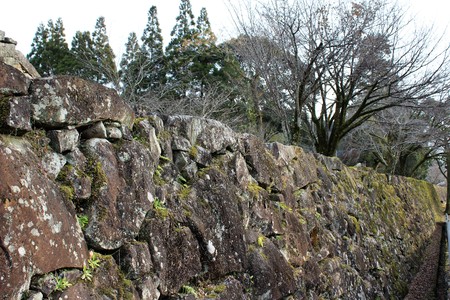A remaining stone wall at the site of Hitoyoshi Castle in Japanのeditorial素材