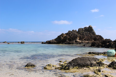 Clear and transparent blue sea waterの写真素材