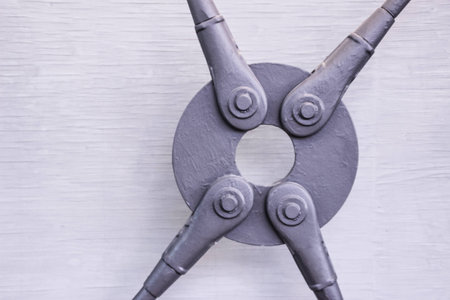 Metal holder with four iron wiresの写真素材