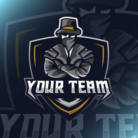 mafia mascot e sport gaming. bandit mascot illustration.のイラスト素材