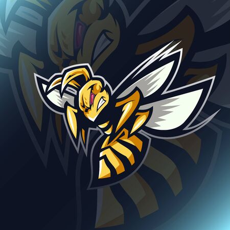 Angry bee e sport mascot design