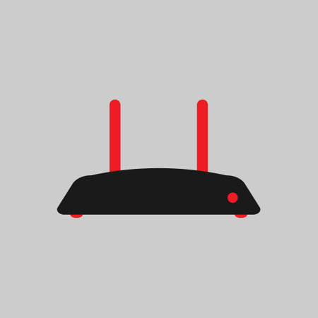 Router wifi black red connection single antenneのイラスト素材