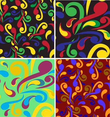 Set of colourful flower ornaments, seamless patternのイラスト素材