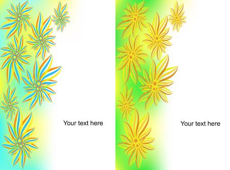Set of banners from flowers and wavy linesのイラスト素材