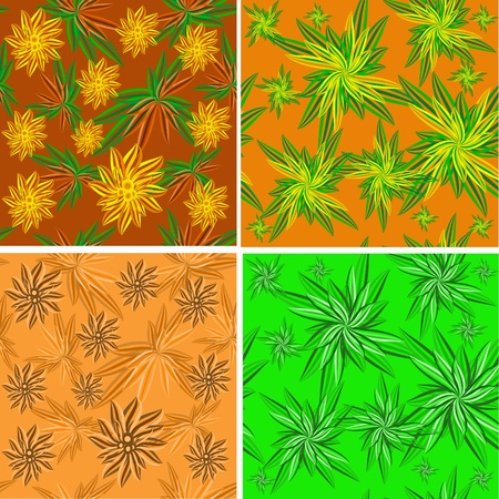 Set of colourful flower ornaments, seamless patternのイラスト素材