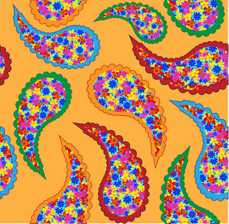 Set of colourful flower ornaments, seamless patternのイラスト素材