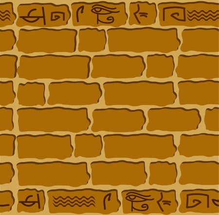 Seamless ornament from stones and the Egyptian hieroglyphsのイラスト素材