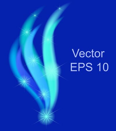 Polar lights vector, star in the dark blue skyのイラスト素材