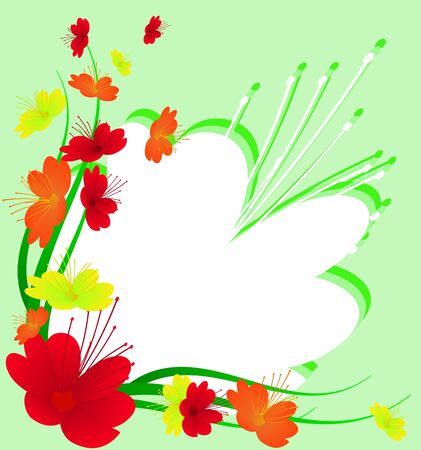 Flower background, multi-colored flowers on a blue backgroundのイラスト素材