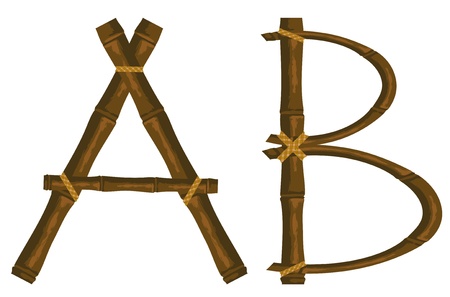 The alphabet from bamboo sticks connected by a bandのイラスト素材