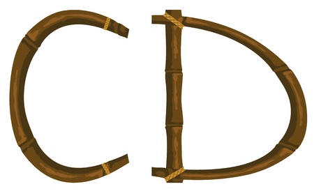 The alphabet from bamboo sticks connected by a bandのイラスト素材