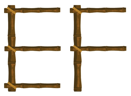 The alphabet from bamboo sticks connected by a bandのイラスト素材