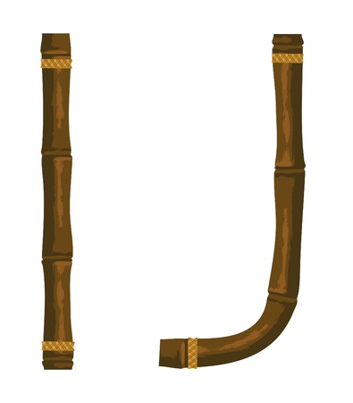 The alphabet from bamboo sticks connected by a bandのイラスト素材