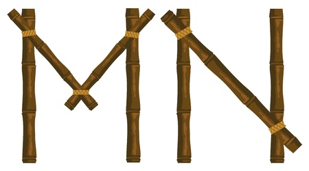 The alphabet from bamboo sticks connected by a bandのイラスト素材
