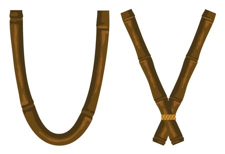 The alphabet from bamboo sticks connected by a bandのイラスト素材