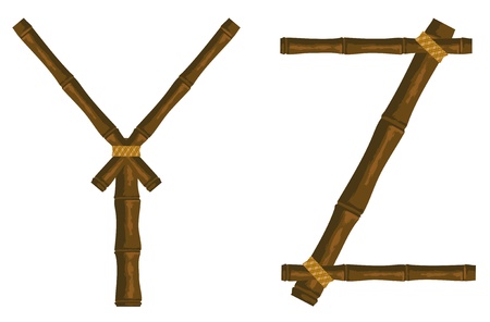 The alphabet from bamboo sticks connected by a bandのイラスト素材