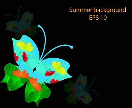 Abstract background from multi-colored butterflies with curls EPS10のイラスト素材