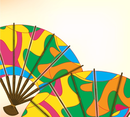 Multi-colored bamboo fan, east symbol, Japan, Asiaのイラスト素材