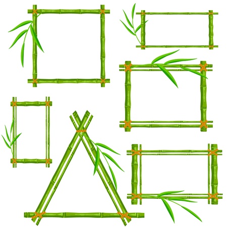 Set of bamboo frame on a white backgroundのイラスト素材