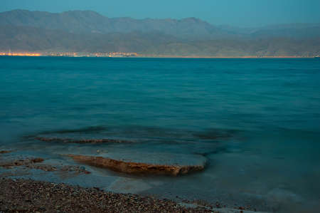 Sunset on the sea, a blue palate and water