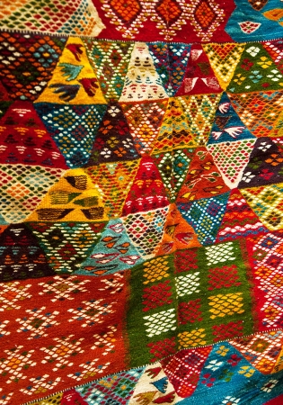 Bright paints of the Moroccan and berber carpets