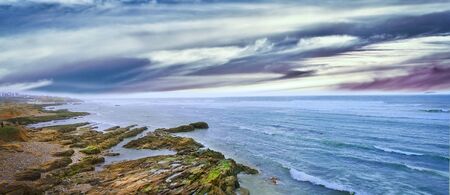 City wall on the ocean coast, a landscapeの写真素材