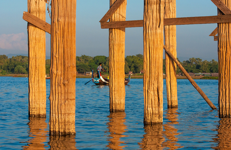 Bridge U-Bein teak bridge is the longestの写真素材