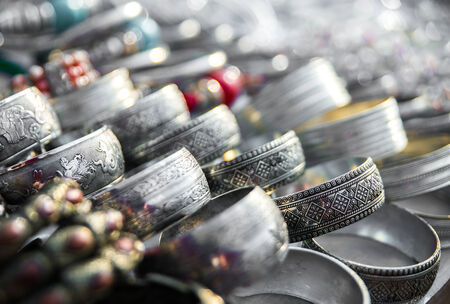 Souvenirs on the market Myanmar, ornaments and figurinesの写真素材