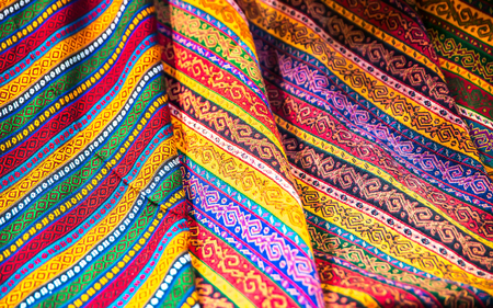Textiles and Clothing at the bazaar. The Turkish market.の写真素材