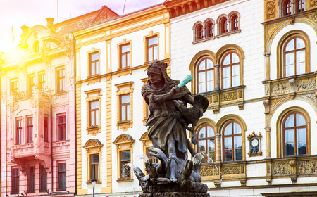 Historical sights of Olomouc in the Czech Republic. European city.の写真素材