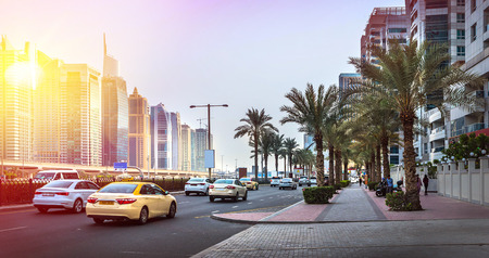General view of Dubai Marina. Line of the city skyline.の写真素材